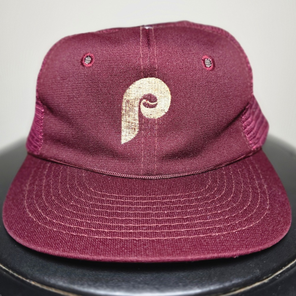 Philadelphia Phillies 80s One-Tone MLB Maroon Red Vintage Trucker Baseball Hat
